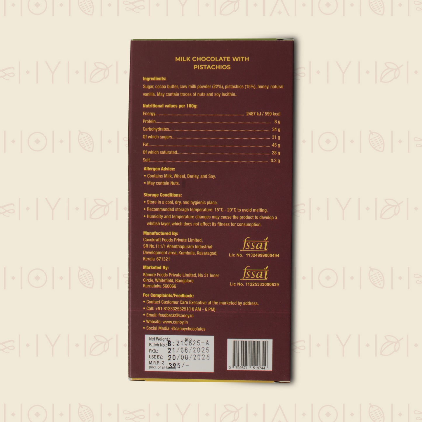 Milk Chocolate With Pistachios